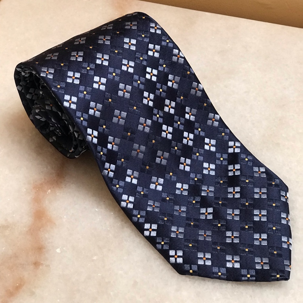 Ermenegildo Zengna Blue Square Pattern Silk Tie
